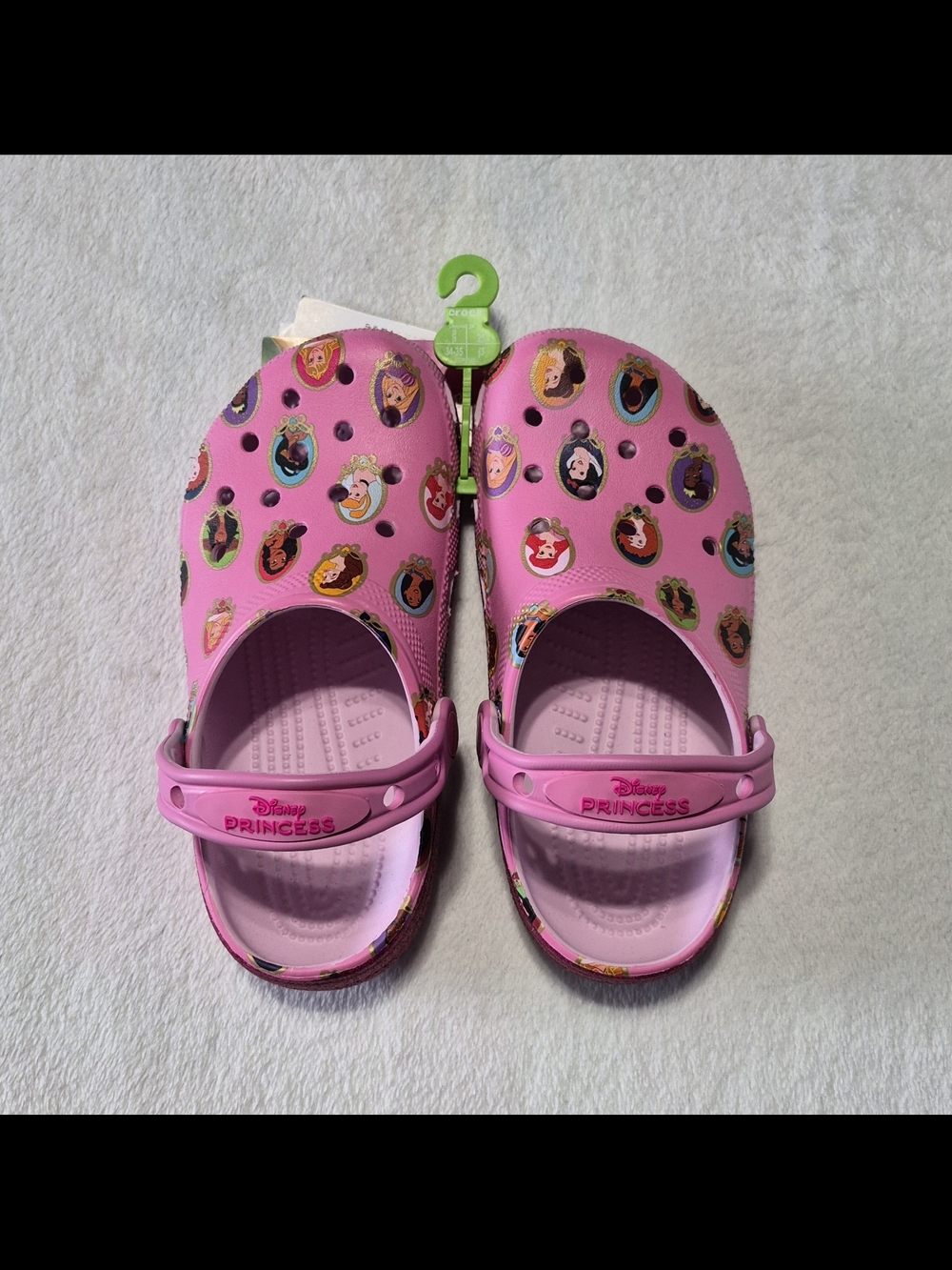 Disney Pink Princess Kids Clogs with Character Print Size J3